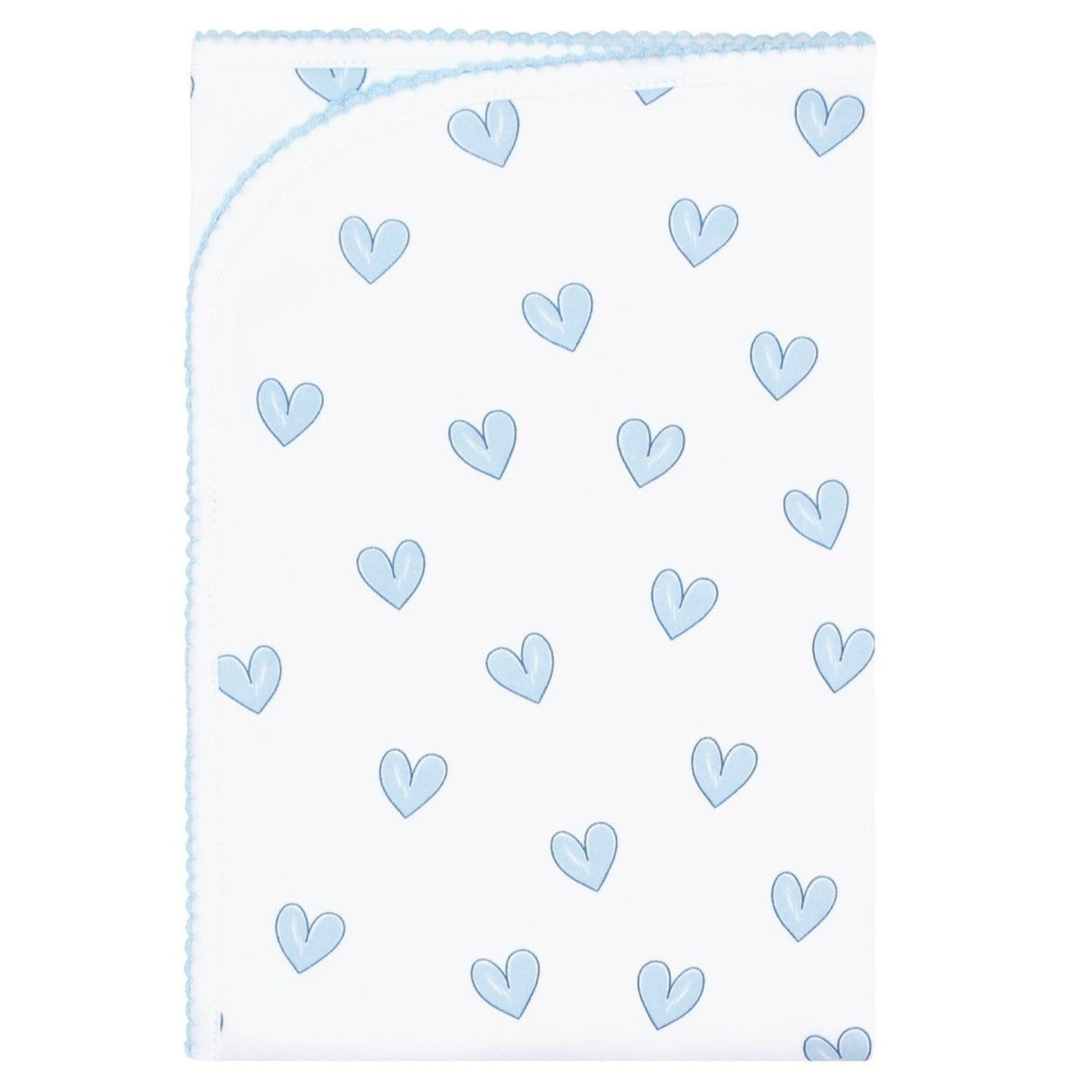 Blue Heart Print Blanket - HoneyBug