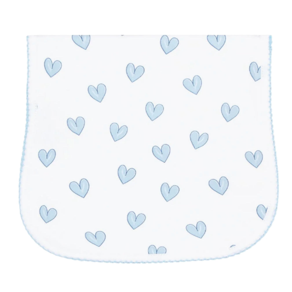 Blue Heart Print Burp Cloth - HoneyBug