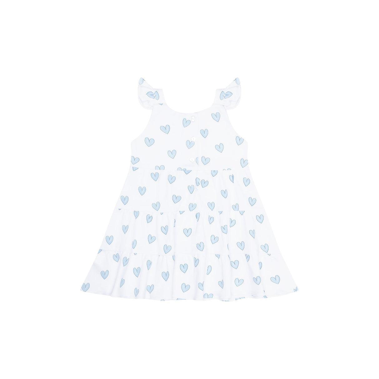 Blue Heart Print Ruffle Dress - HoneyBug