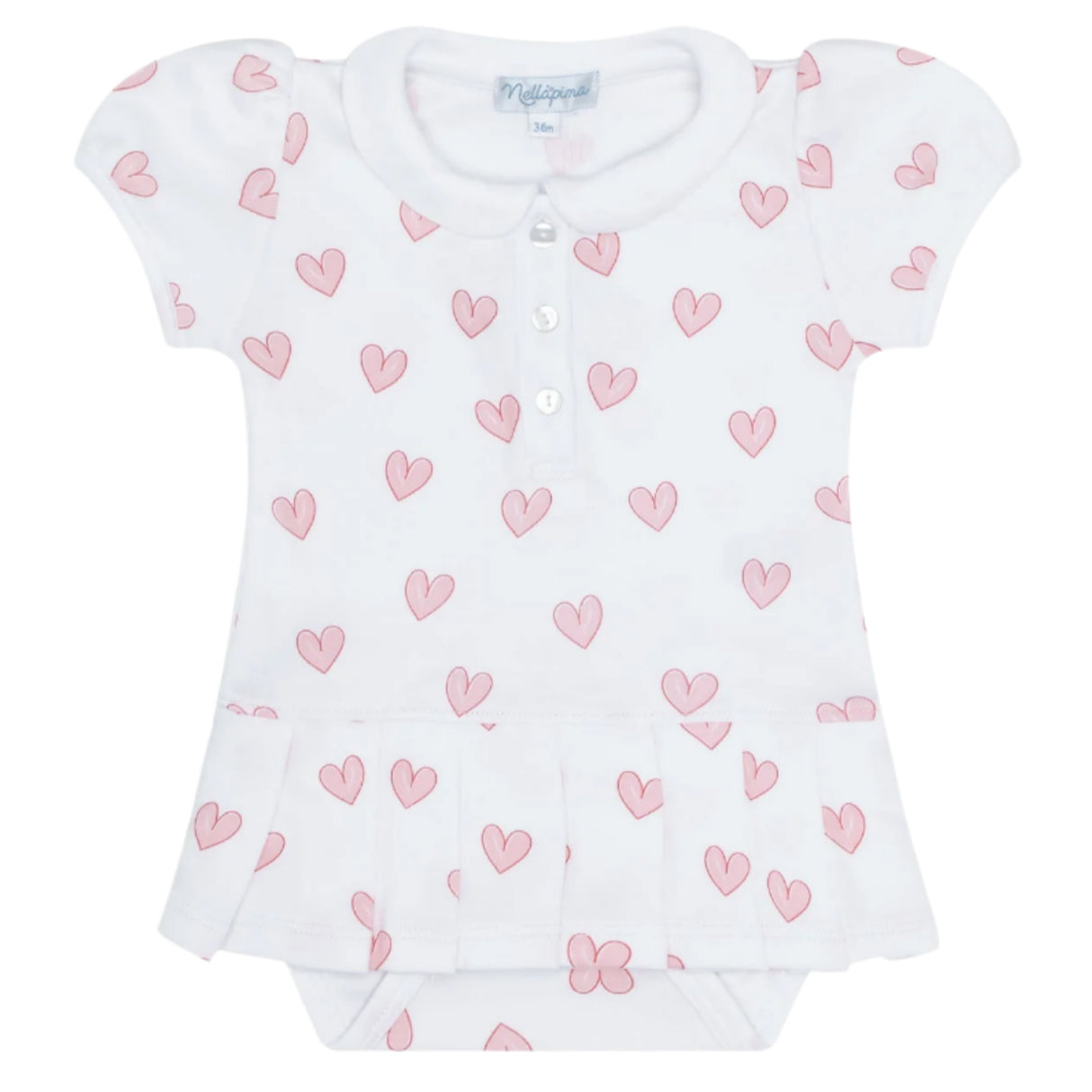 Pink Heart Print Onesie Dress - HoneyBug