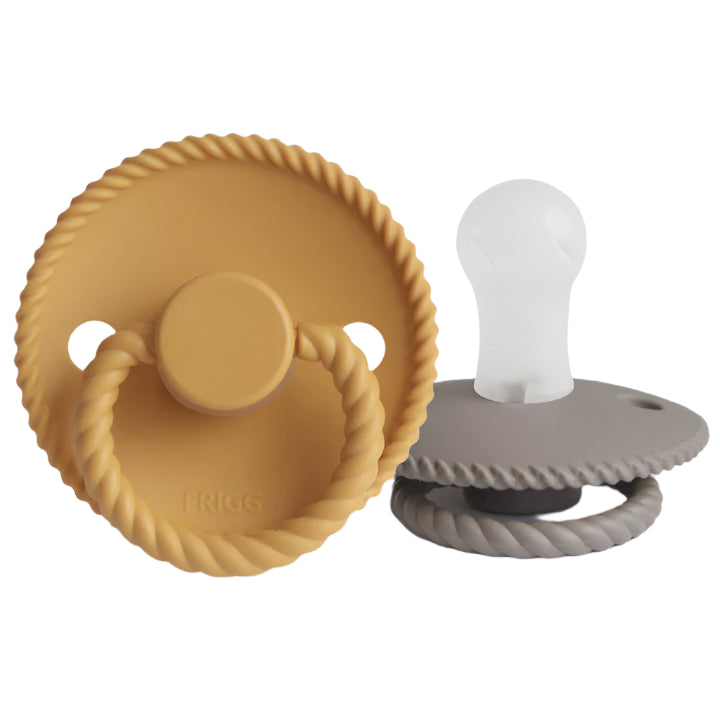 FRIGG Rope Silicone Pacifier 2-Pack - Honey Gold/Portobello - HoneyBug