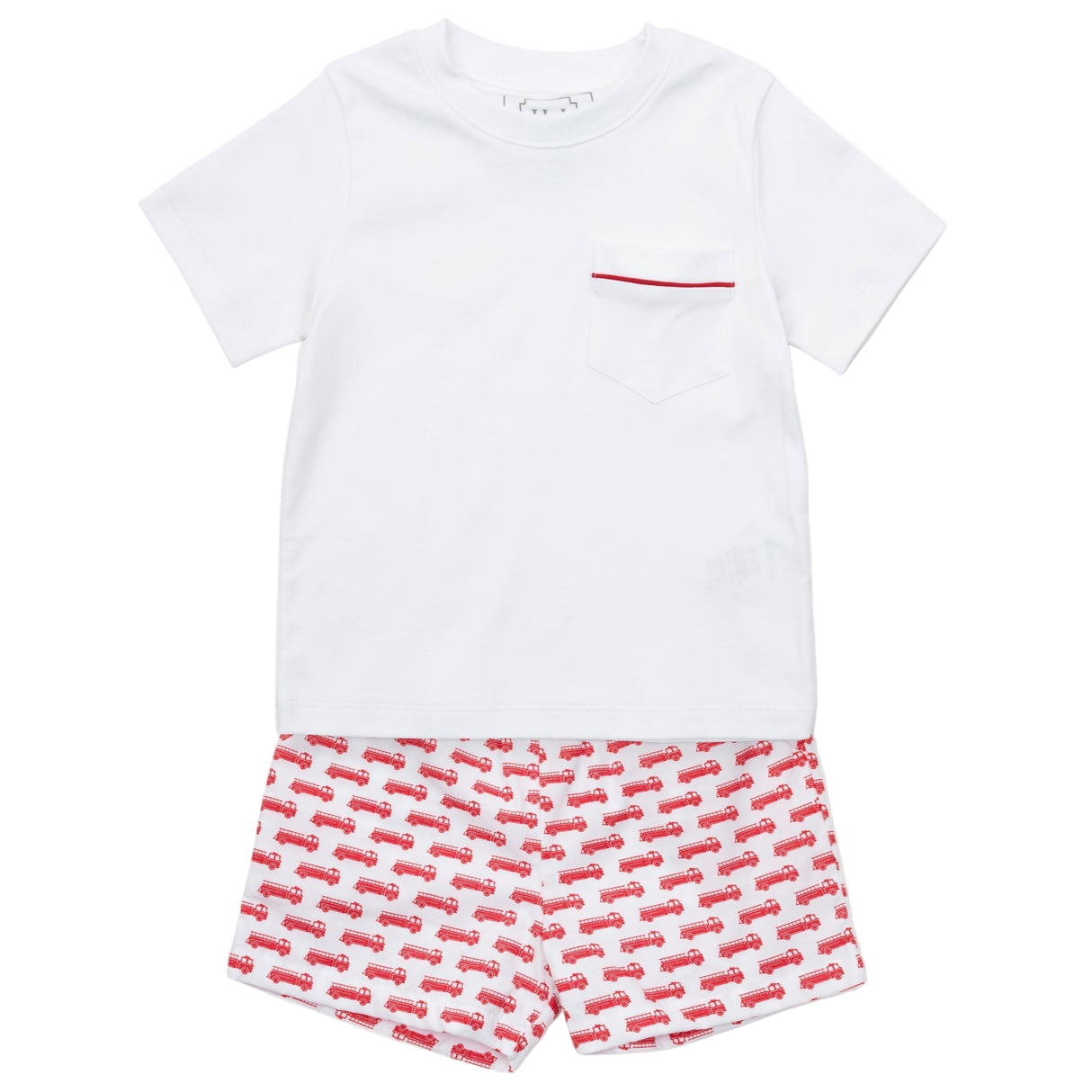 Hudson Boys' Short Set - Fire Truck Red - HoneyBug