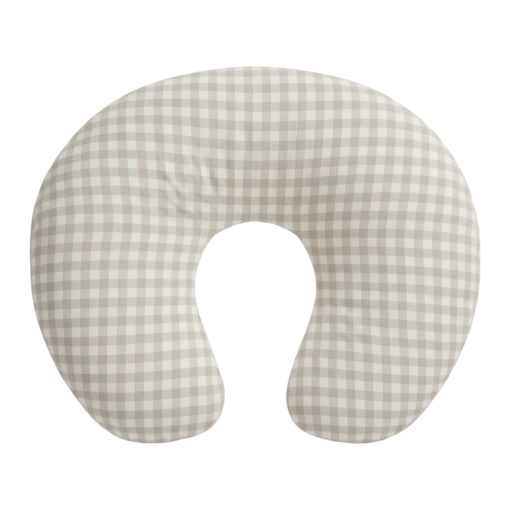 Beige Gingham Nursing Pillow Cover