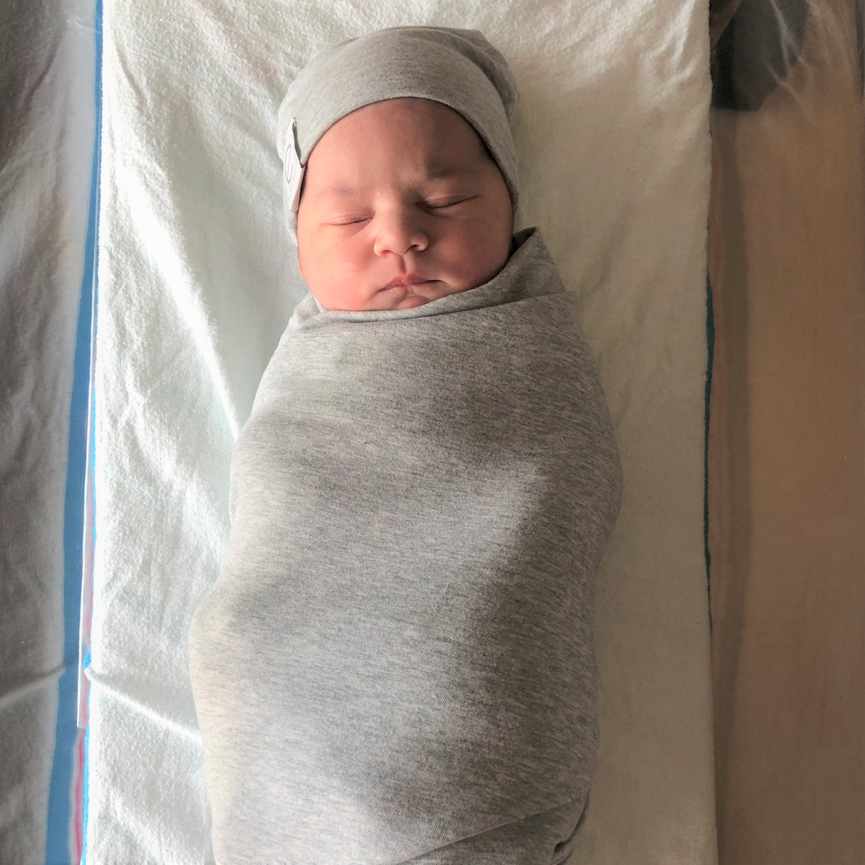 2 Pack Jersey Cotton Beanie Hat Set - Heather Grey & White - HoneyBug