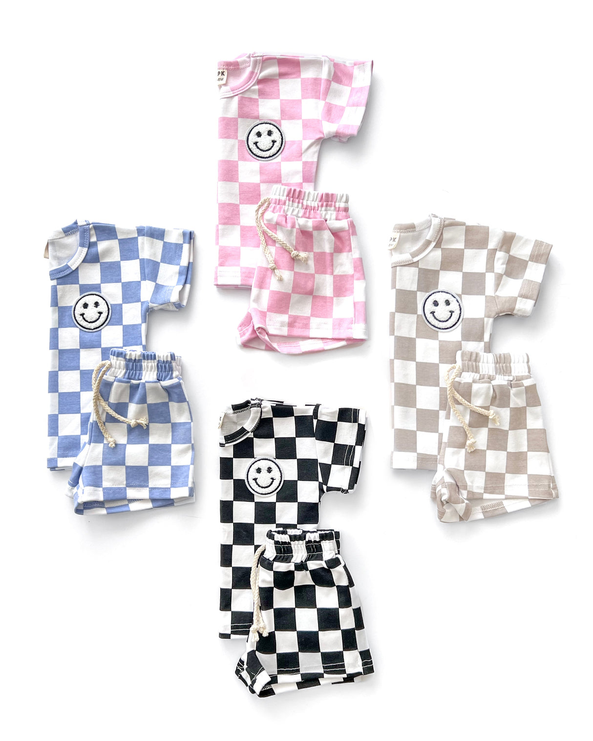 Checkered Shorts Set | Pink - HoneyBug