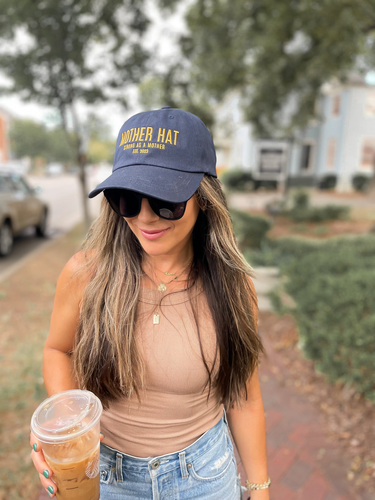 The Mother Hat Embroidered Dad Hat- Navy - HoneyBug