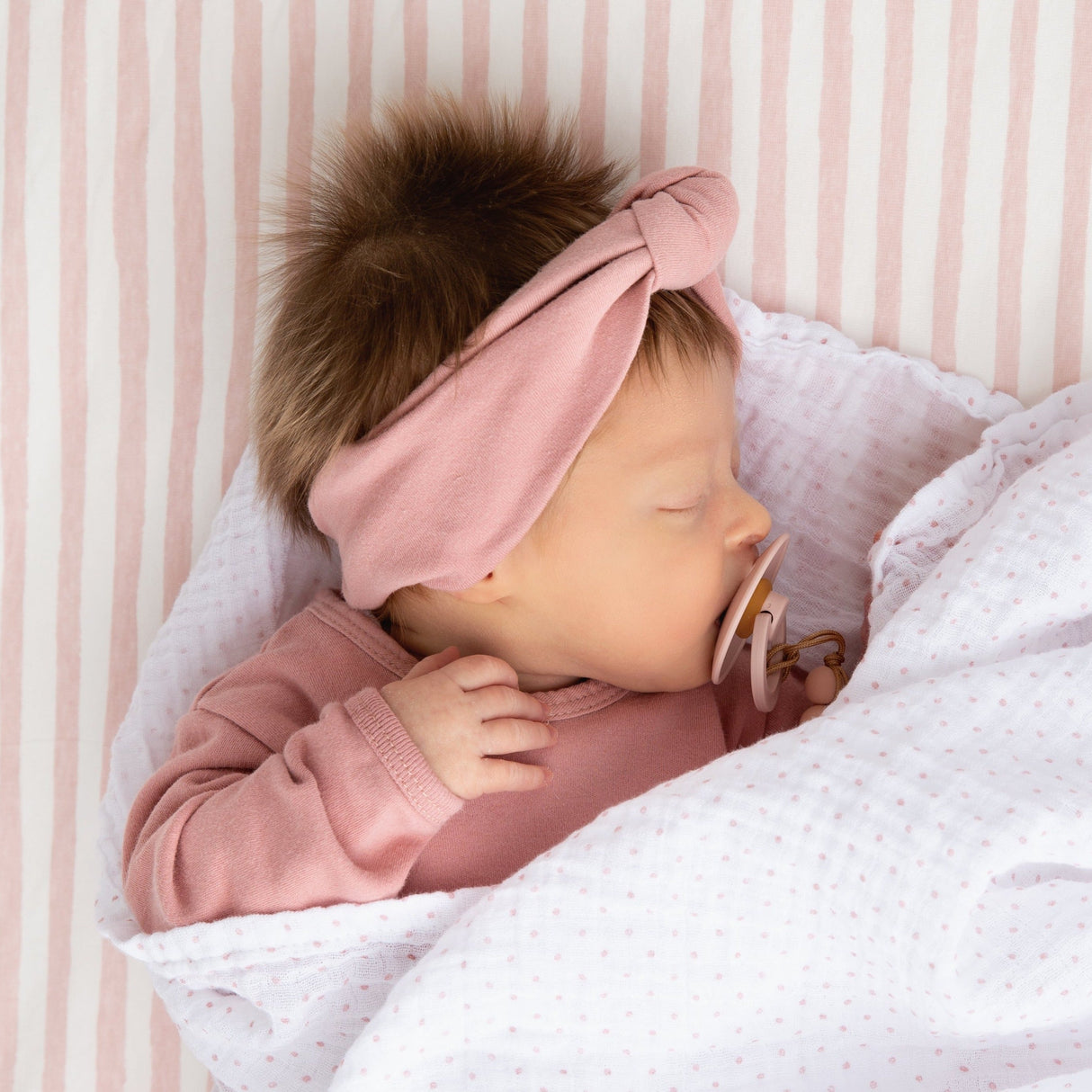 Waterproof Bassinet Sheet Set - Mauve Pink Stripes & Splash - HoneyBug