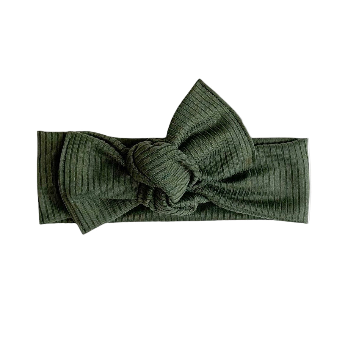 Olive Green Ribbed Tie On Headwrap - HoneyBug