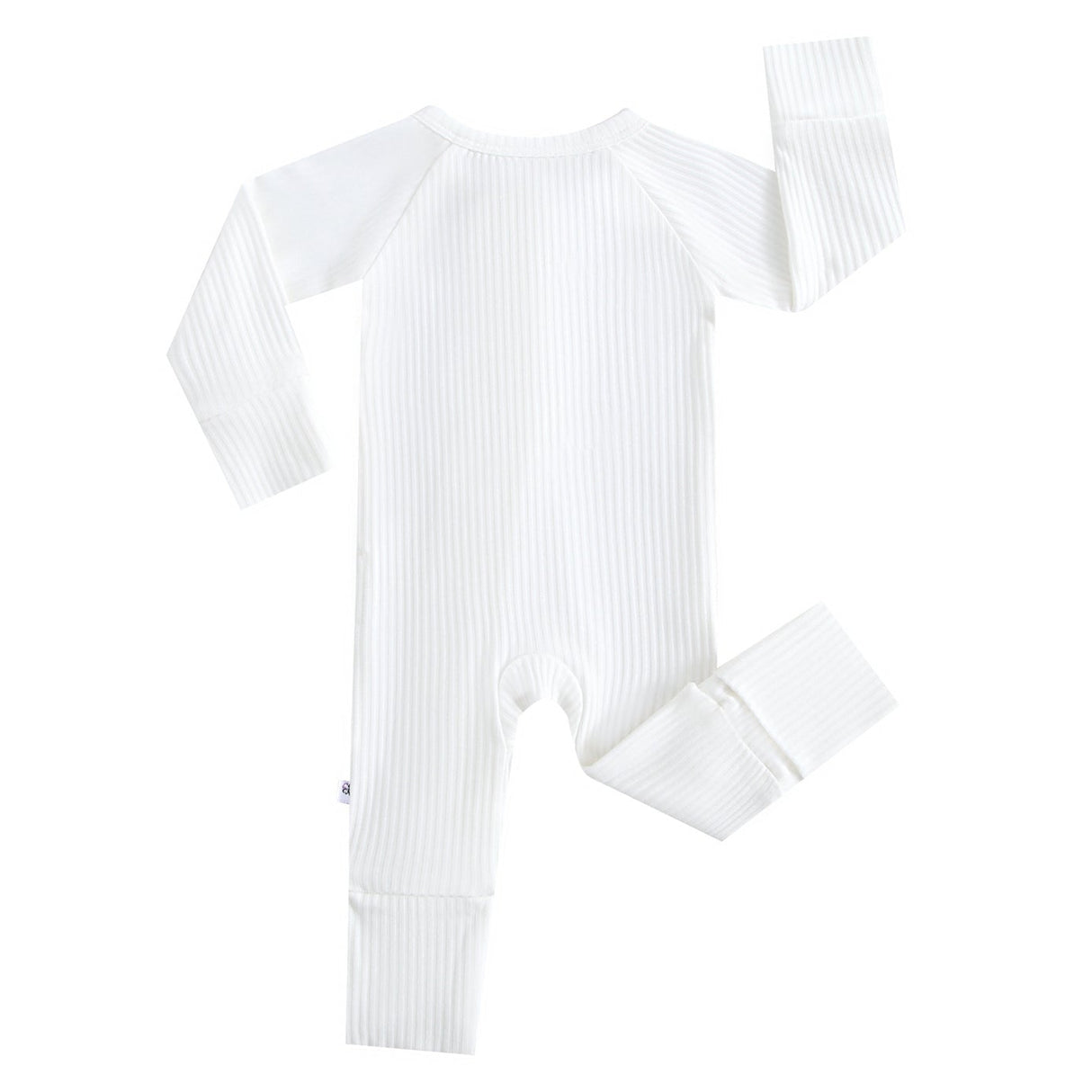 Snow Ribbed Zippered Baby Romper