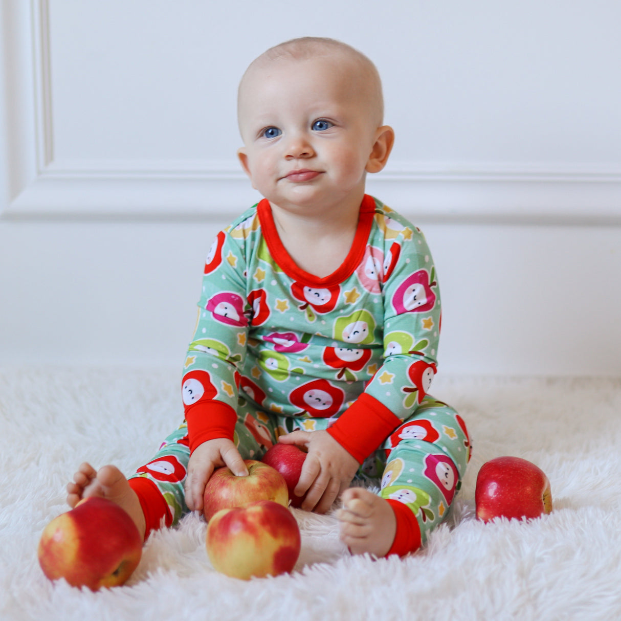 LONG SLEEVE 2 PIECE SETS- Kawaii Apple - HoneyBug