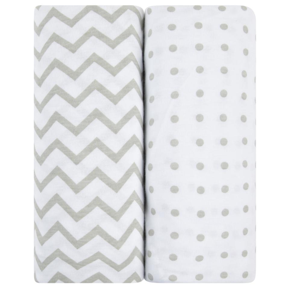 Waterproof Pack N Play I Portable Crib Sheet Set - Grey Chevron - HoneyBug