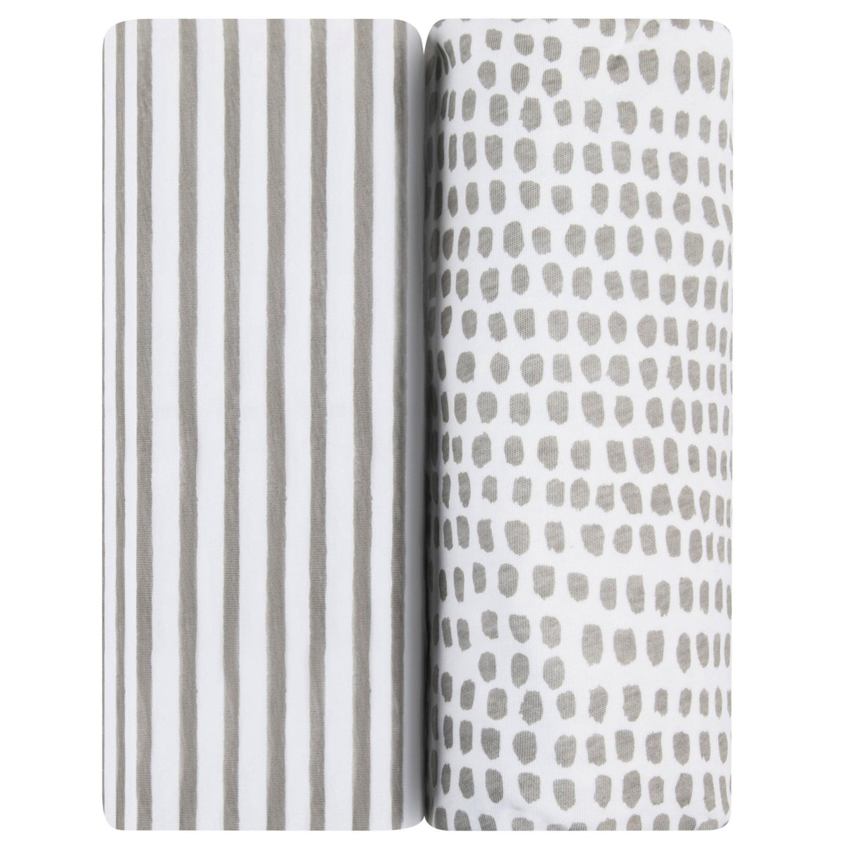 Waterproof Changing Pad Cover | Cradle Sheet Set - Taupe Stripes & Splash - HoneyBug