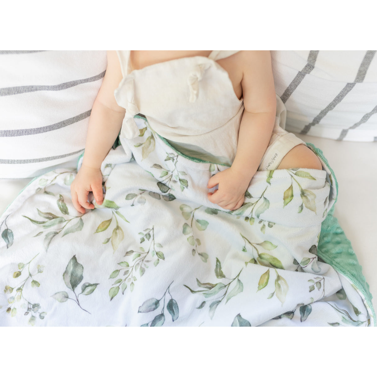Premium Baby & Toddler Minky Blanket - Eucalyptus Greenery - HoneyBug