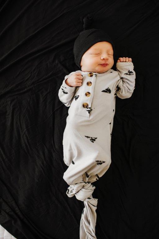 Knotted Baby Gown - Black Triangles - HoneyBug