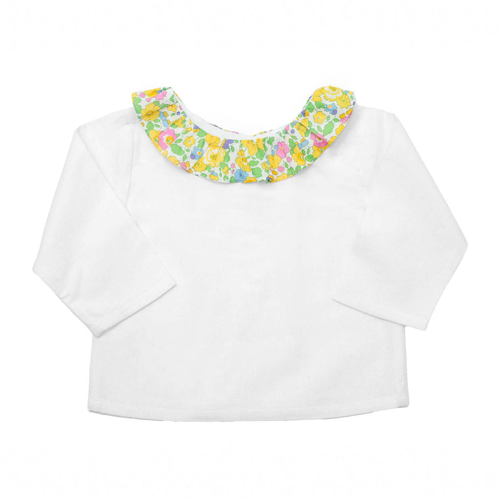 Double button blouse | Liberty 'Betsy' Yellow Frill - HoneyBug