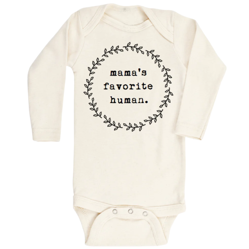 Mama's Favorite Human - Long Sleeve Organic Baby Bodysuit - HoneyBug
