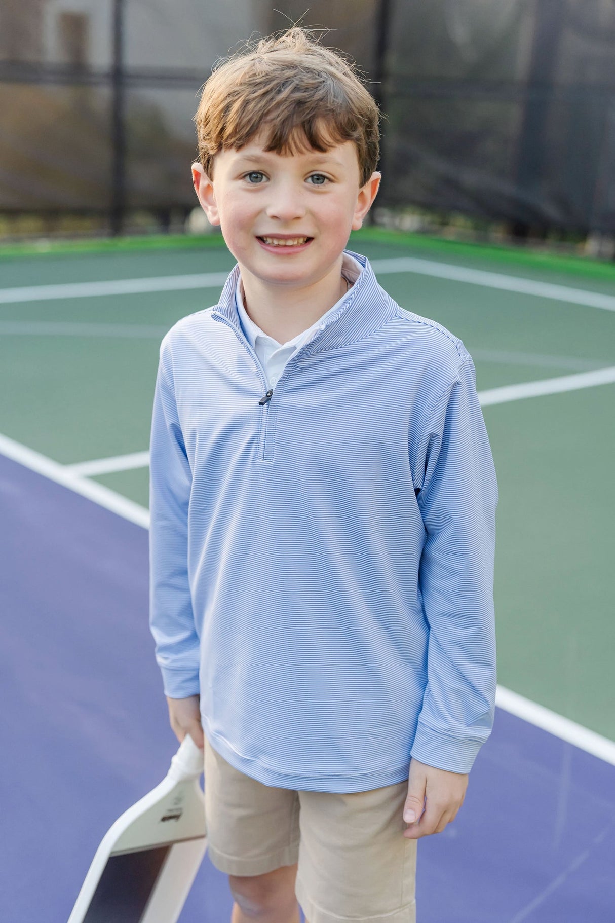 Sam Quarter Zip Pullover by LH Sport - Blue Stripes - HoneyBug