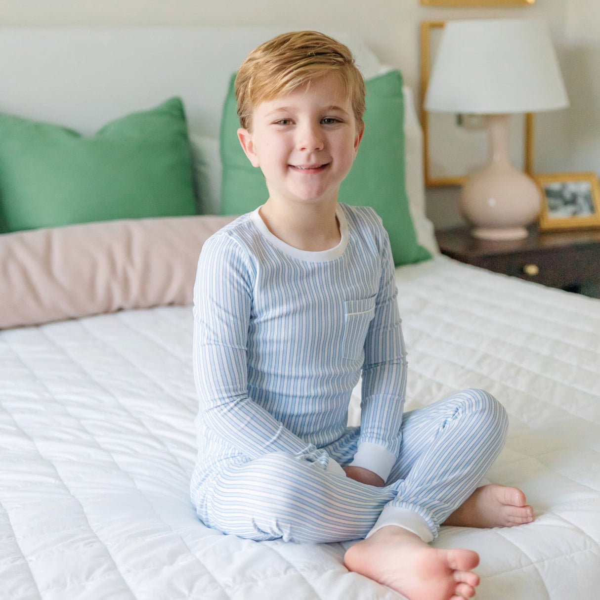 Bradford Boys’ Pima Cotton Pajama Pant Set - Classic Stripe - HoneyBug