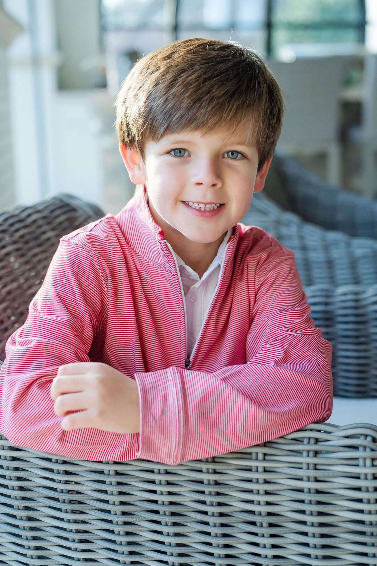 Spencer Quarter Zip Pullover - Red Stripes - HoneyBug