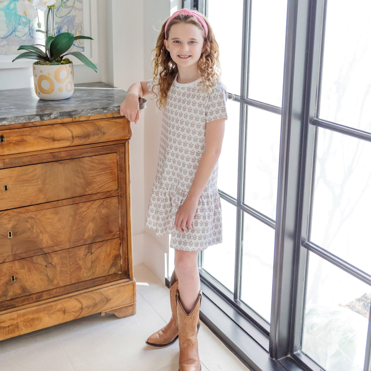 Lottie Girls' Dress - Berkshire Batik Floral - HoneyBug