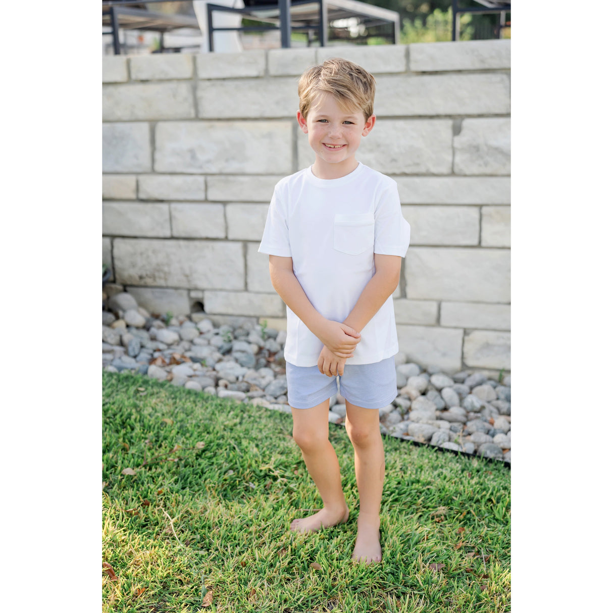 Sawyer Boys' Pima Cotton Play Shorts - Light Blue - HoneyBug