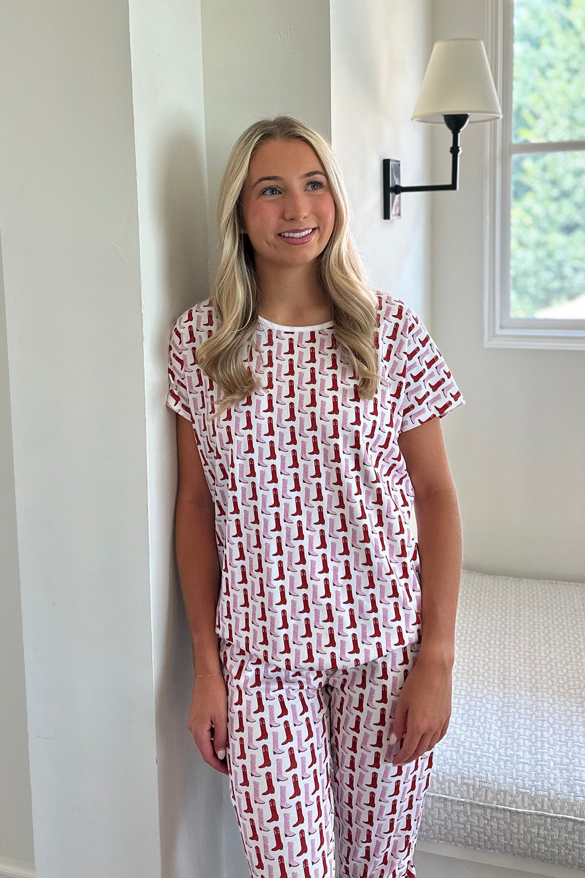 Marcia Women's Pajama Pant Set - City Boots (pink) - HoneyBug