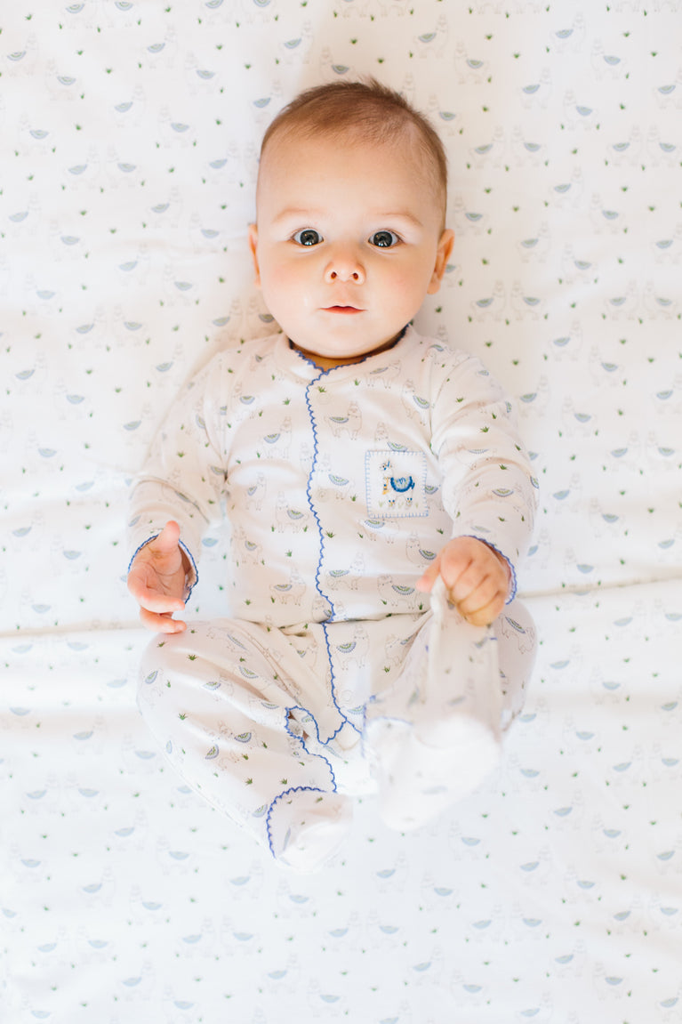 Alex the Alpaca Blue Footie - HoneyBug