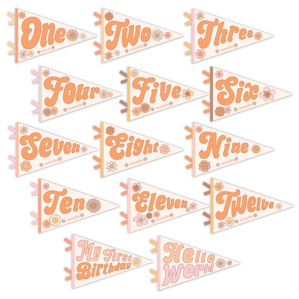 Flower Child Petit Milestone Pennant - HoneyBug