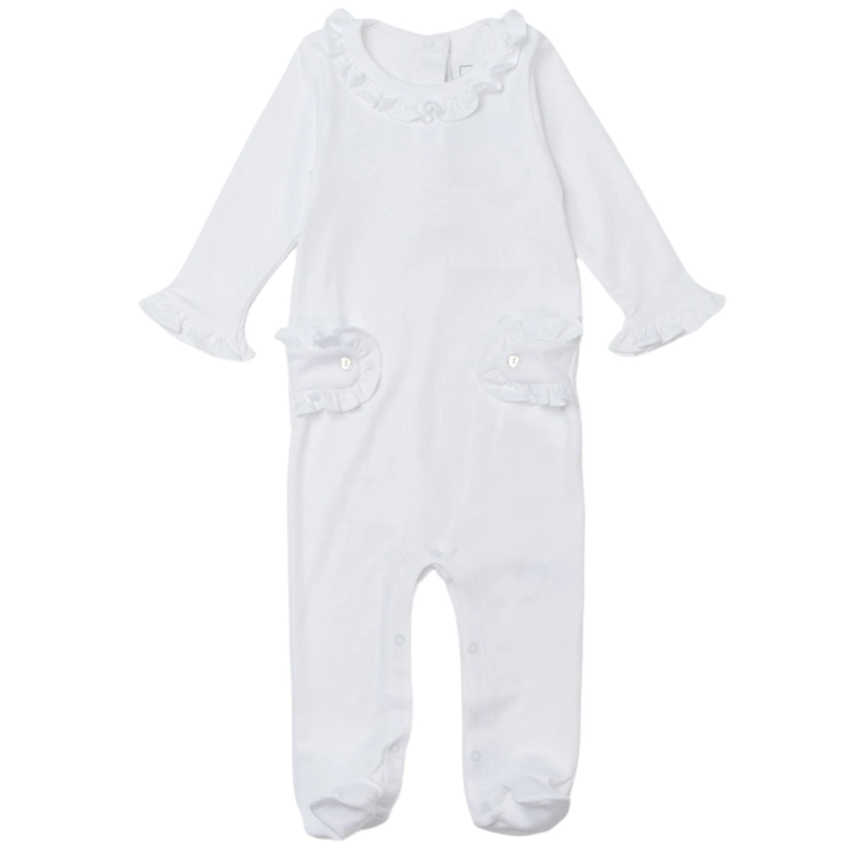 Lucy Pima Cotton Romper for Girls - White - HoneyBug