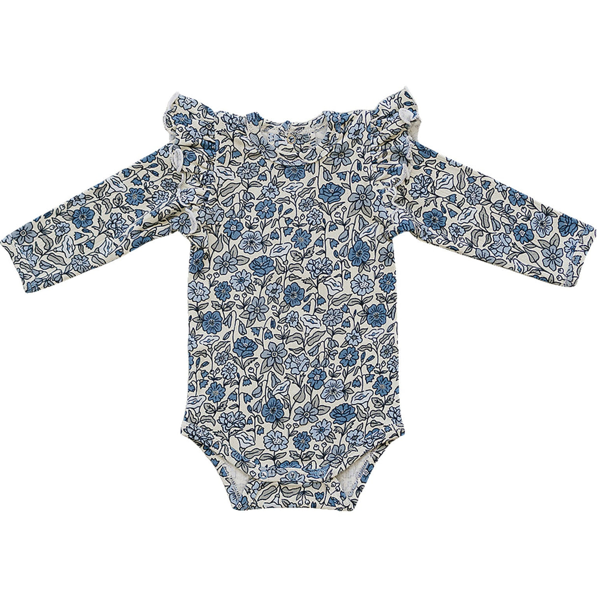 Bluebell Ruffle Sleeve Pointelle Bamboo Bodysuit - HoneyBug