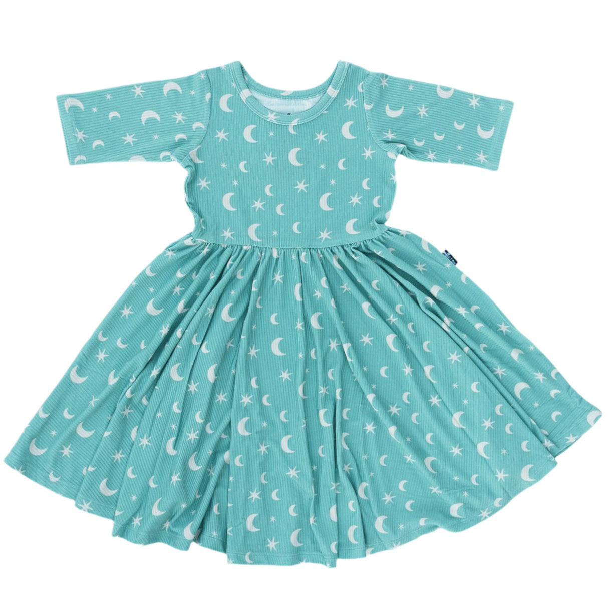 MID SLEEVE TWIRL- Moon + Stars Ribbed - HoneyBug