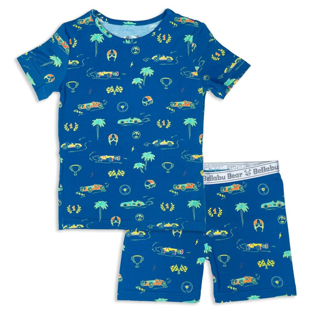 Monaco Blue Bamboo Kids Pajama Short Set - HoneyBug