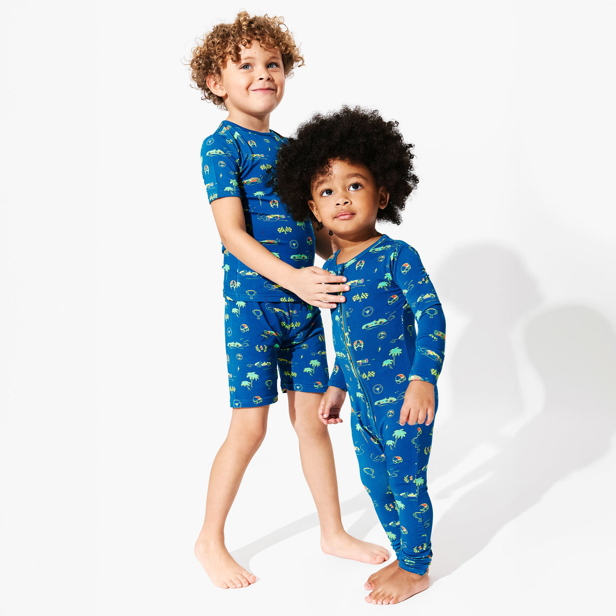 Monaco Blue Bamboo Kids Pajama Short Set - HoneyBug
