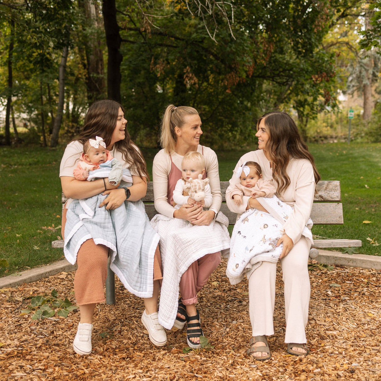 Cotton Muslin Baby Quilt - Blue Rainbow - HoneyBug