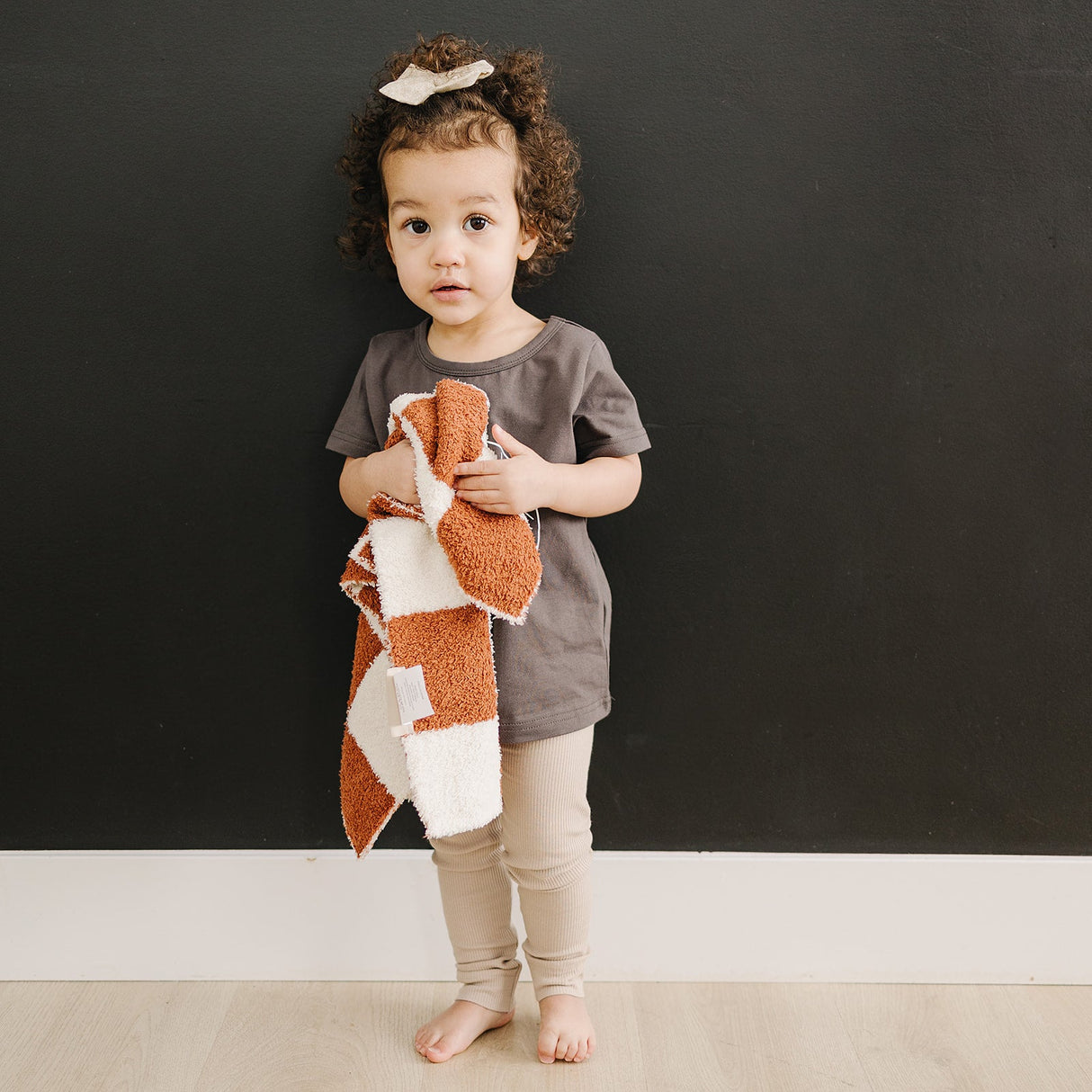 Rust Checkered Plush Blanket - HoneyBug