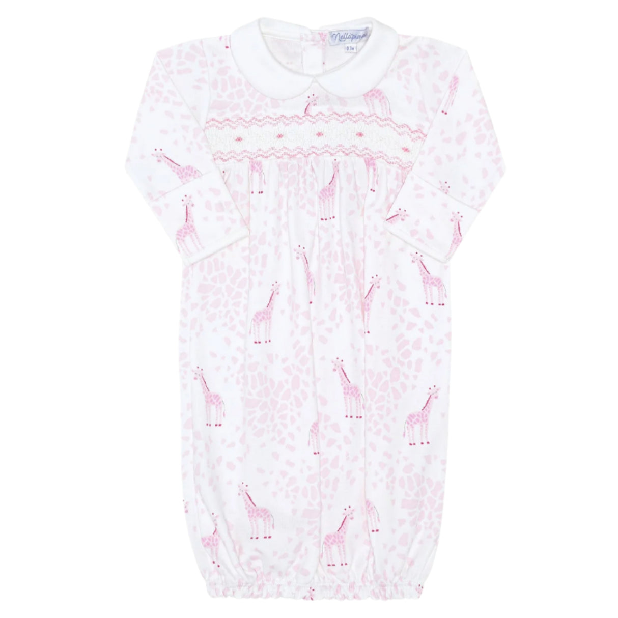 Pink Giraffe Print Smocked Gown - HoneyBug