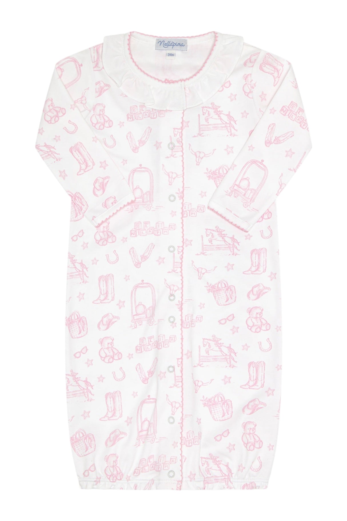 Pink Lone Star Toile Converter Gown - HoneyBug