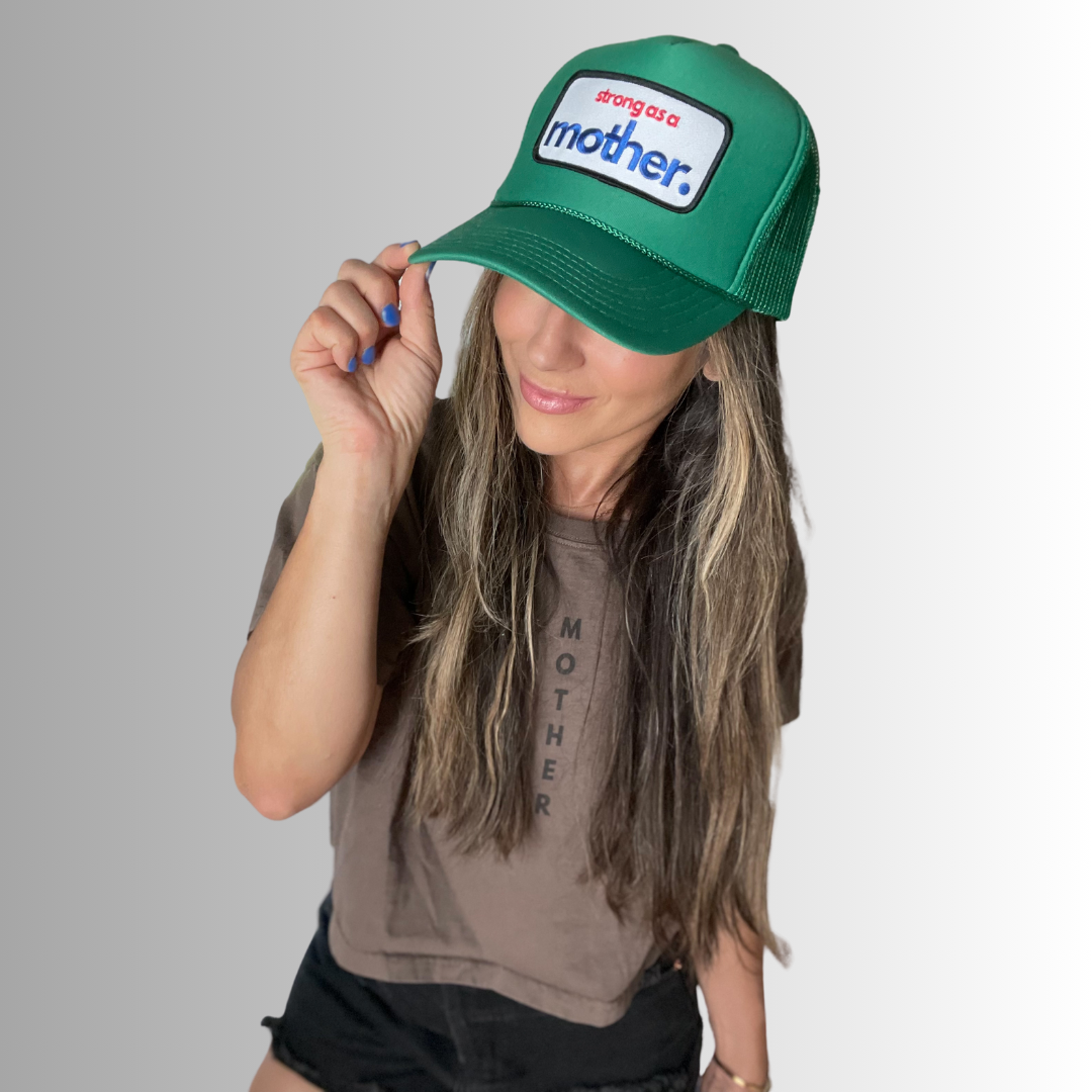 Strong as a mother™ Patch Trucker Hat - Kelly Green - HoneyBug