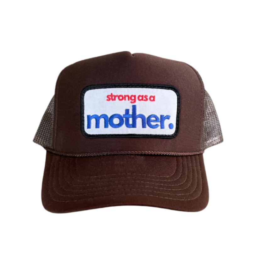 Strong as a mother™ Patch Trucker Hat - Mocha - HoneyBug