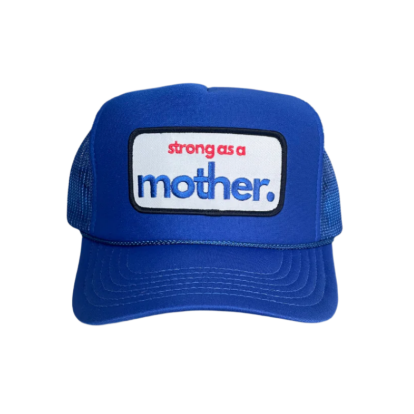 Strong as a mother™ Patch Trucker Hat - Royal Blue - HoneyBug