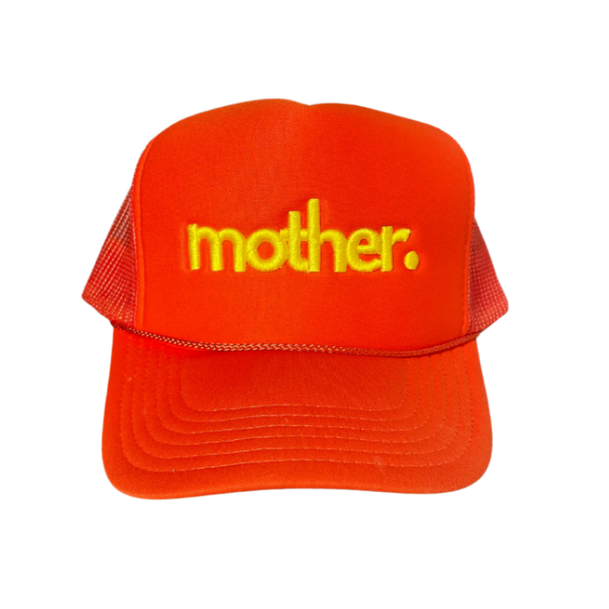Mother Embroidered Trucker Hat - Orange - HoneyBug