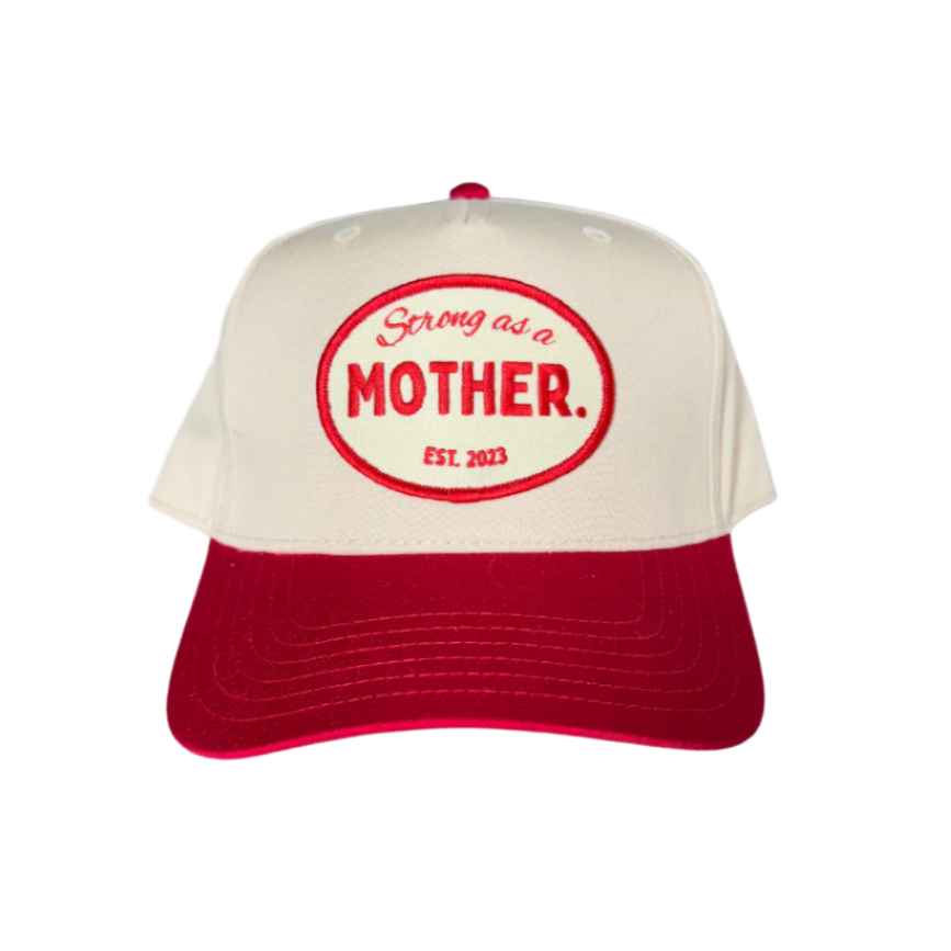 VINTAGE Mother Canvas Patch Hat - Red/Cream - HoneyBug