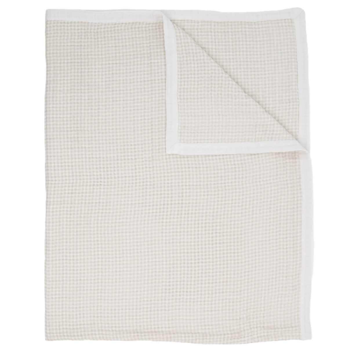 Cotton Muslin Quilted Throw - Tan Gingham - HoneyBug