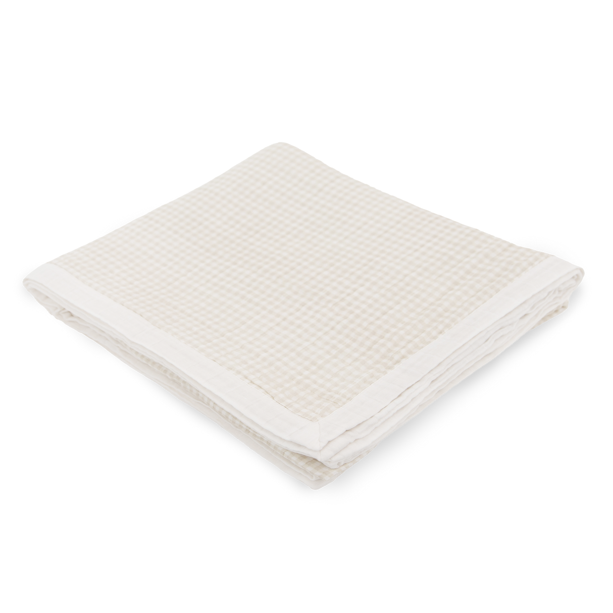 Cotton Muslin Quilted Throw - Tan Gingham - HoneyBug