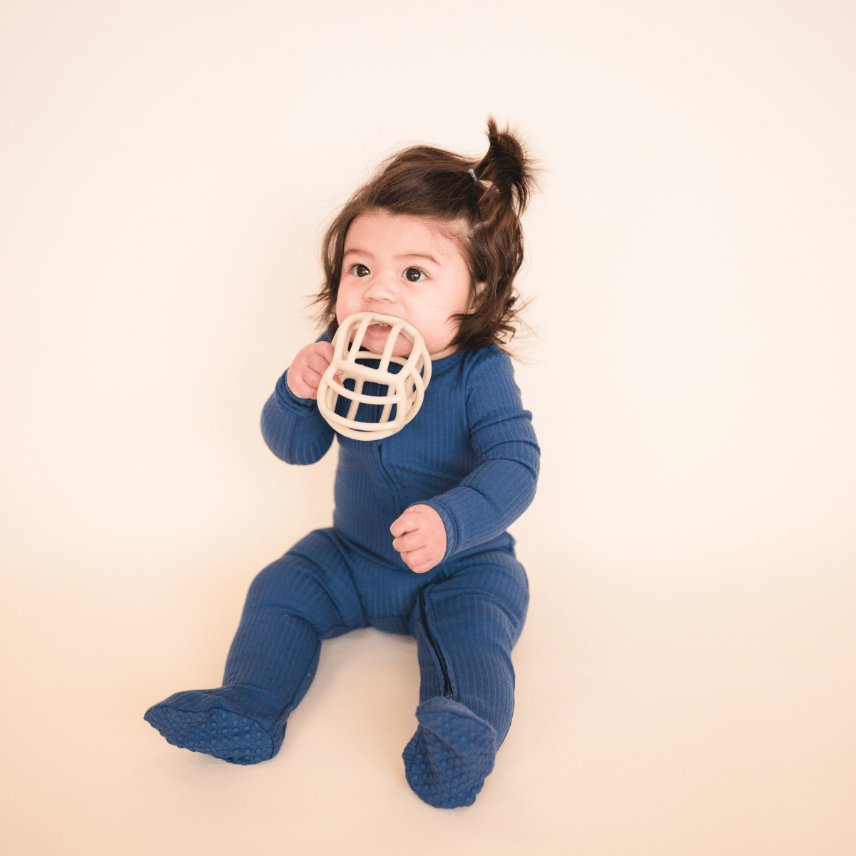 Organic Cotton Ribbed Footie - Ocean Blue - HoneyBug