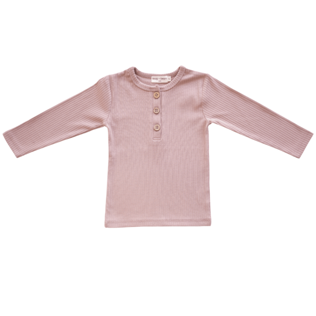 Organic Ribbed Cotton Top - Mocha - HoneyBug