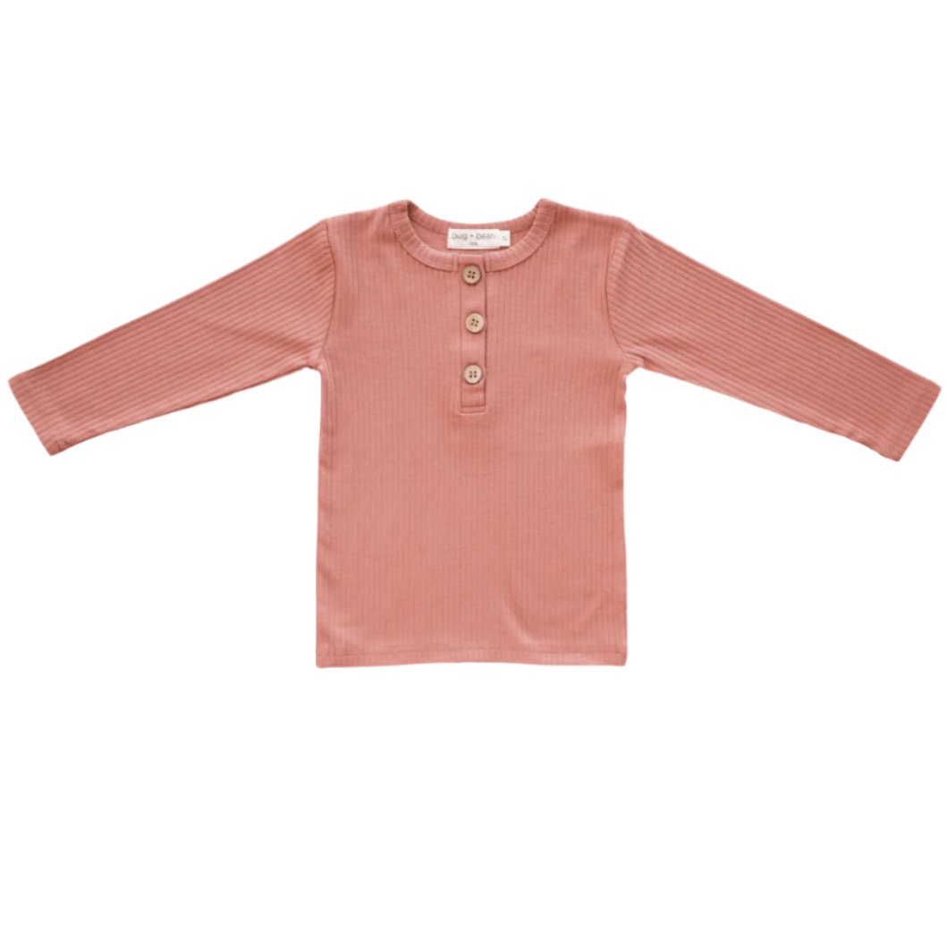 Organic Ribbed Cotton Top - Terracotta - HoneyBug