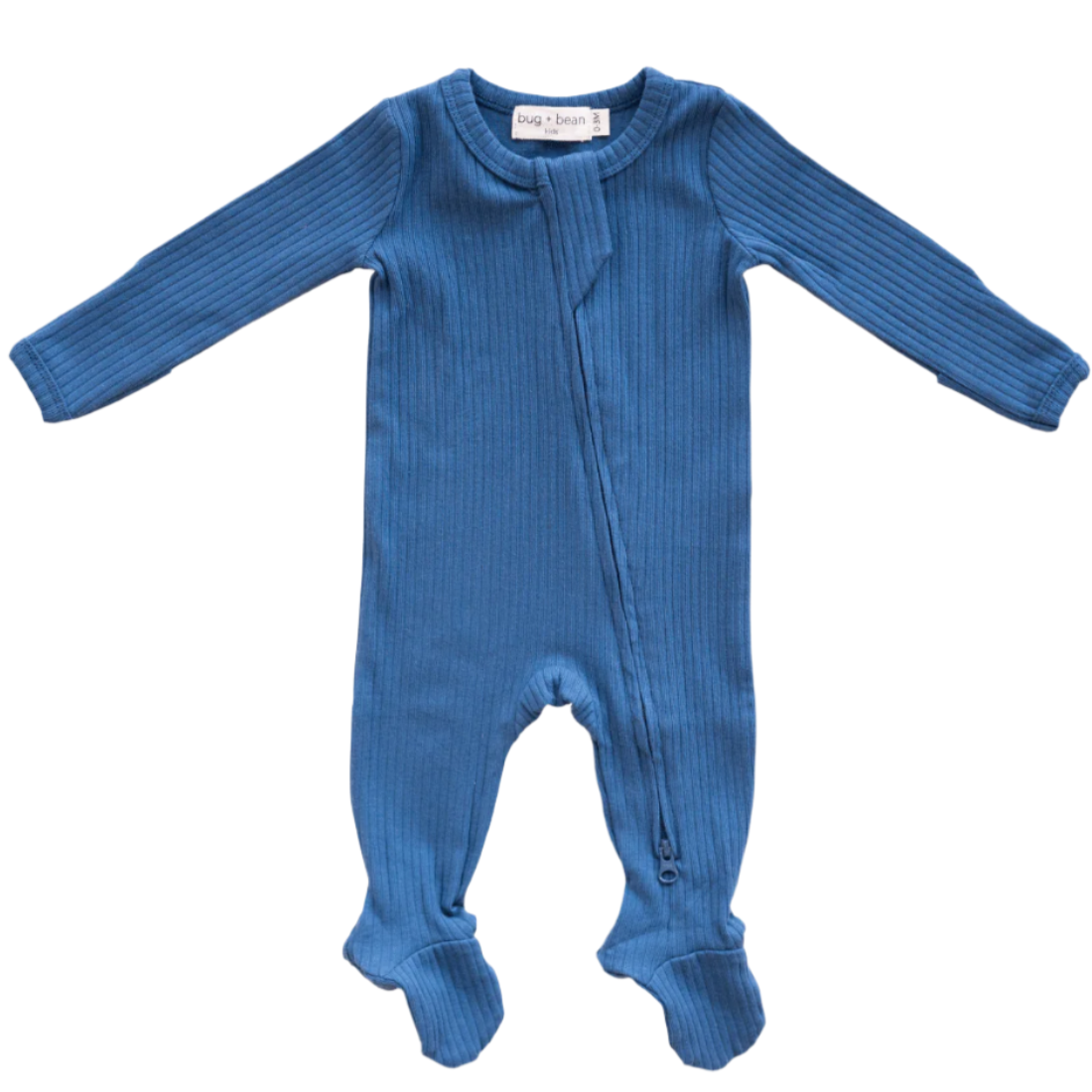 Organic Cotton Ribbed Footie - Ocean Blue - HoneyBug