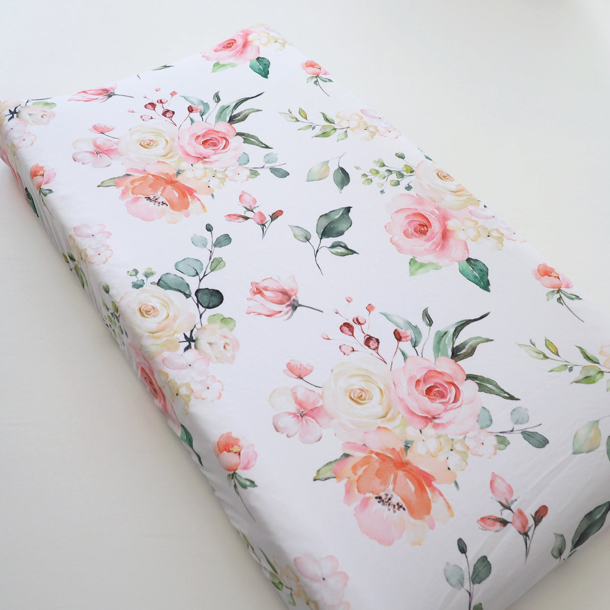 Changing Pad Cover - Peach Floral - HoneyBug
