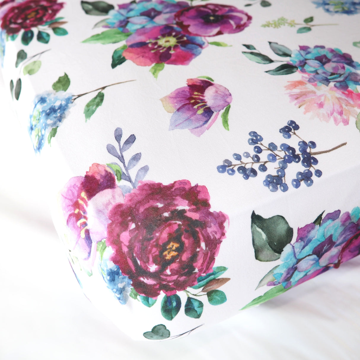 Fitted Crib Sheet - Blue Floral - HoneyBug